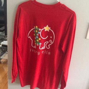 NWT Ivory Ella long sleeve red Holiday lights T-shirt
